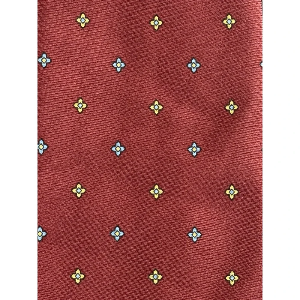 BALENCIAGA Pour Homme Tie Mens Burgundy Silk Geometric Italy 62x3.5